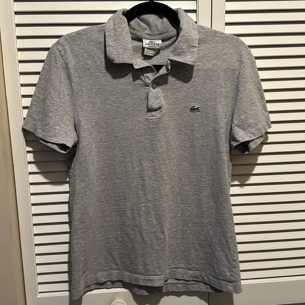 Men’s Lacoste 100% Cotton Polo Heather Gray Size 3